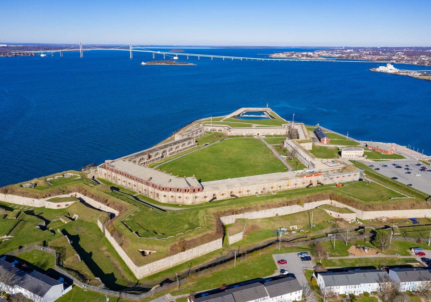 Fort Adams - Rhode Island fort adams state park with view of newport harbor where our boat rental charters depart from